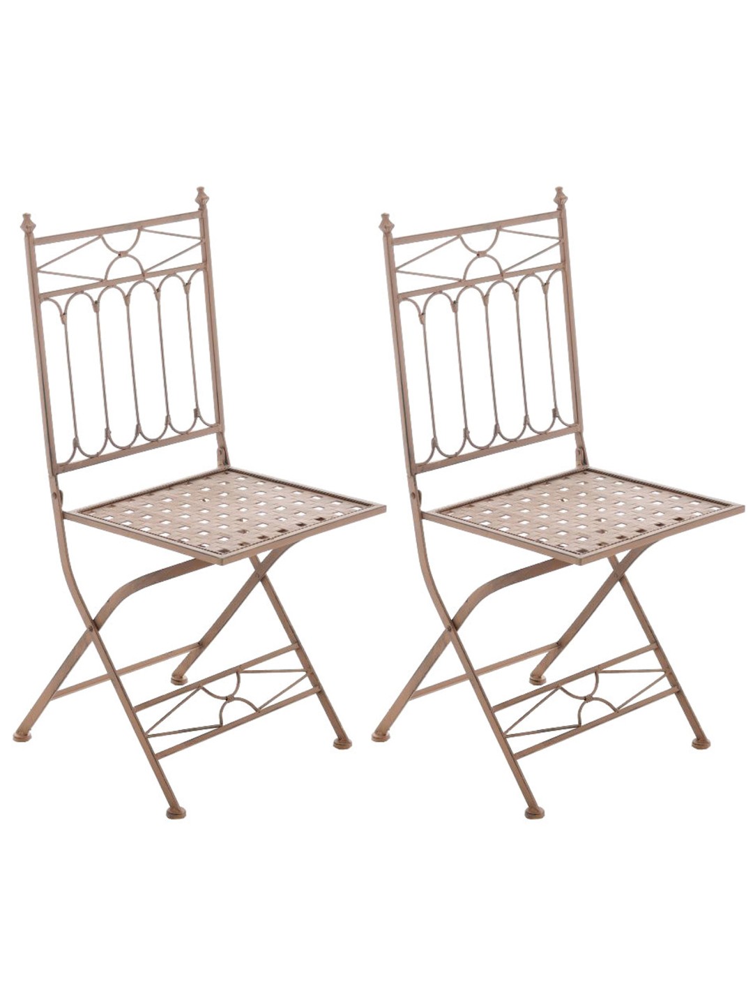 Lot de 2 chaises pliantes Asina, brun antique