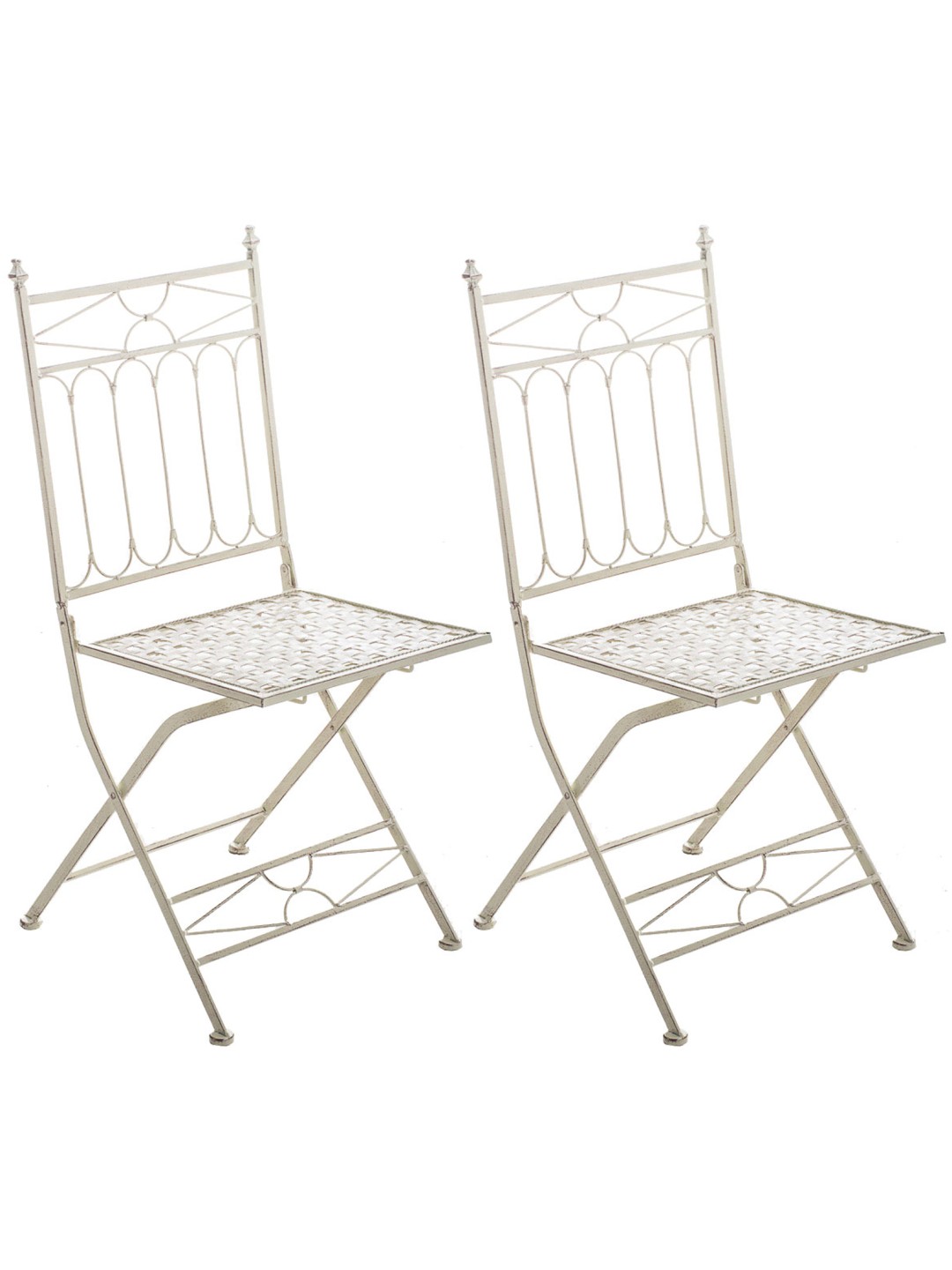 Lot de 2 chaises pliantes Asina, crème antique