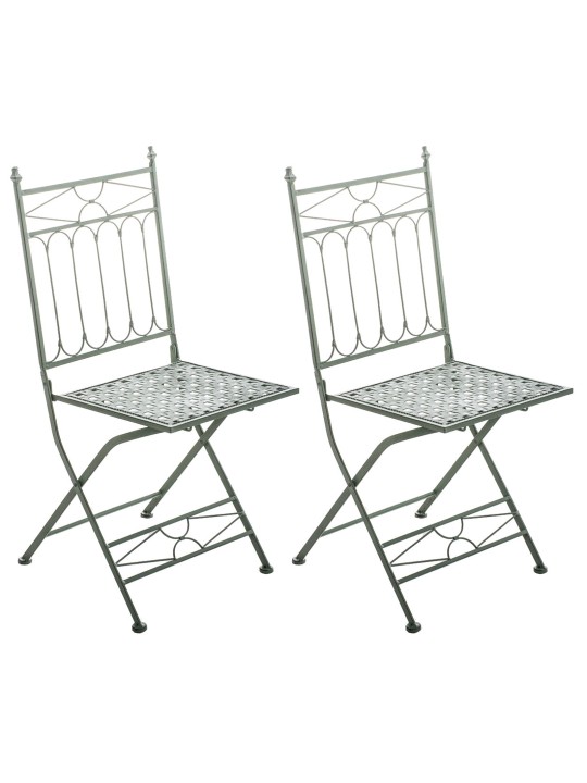 Lot de 2 chaises pliantes Asina, vert antique