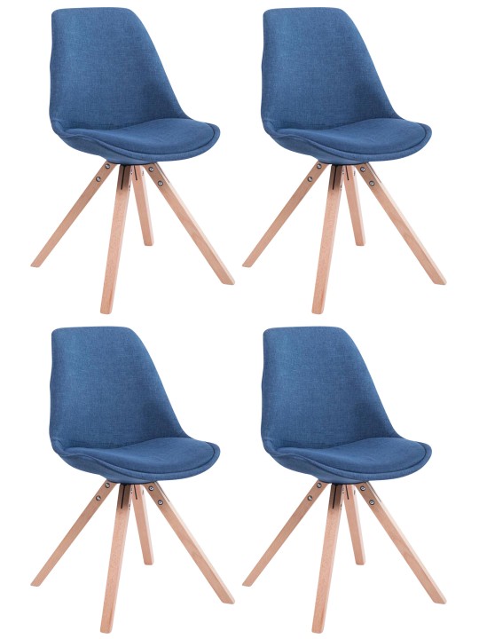 Lot de 4 chaises visiteurs Toulouse tissu Square Natura, bleu Lot de 4 chaises visiteurs Toulouse tissu Square Natura, bleu
