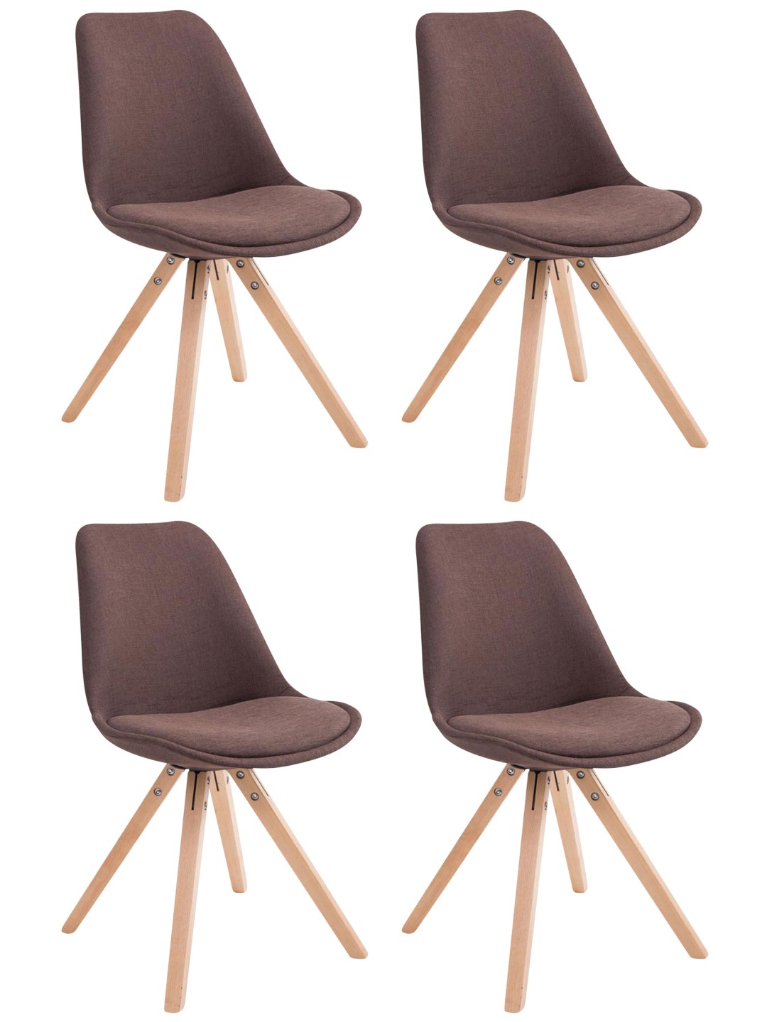 Lot de 4 chaises visiteurs Toulouse tissu Square Natura, brun