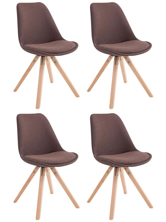 Lot de 4 chaises visiteurs Toulouse tissu Square Natura, brun Lot de 4 chaises visiteurs Toulouse tissu Square Natura, brun