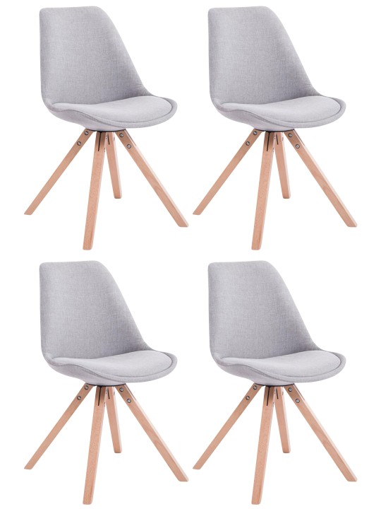 Lot de 4 chaises visiteurs Toulouse tissu Square Natura, gris Lot de 4 chaises visiteurs Toulouse tissu Square Natura, gris