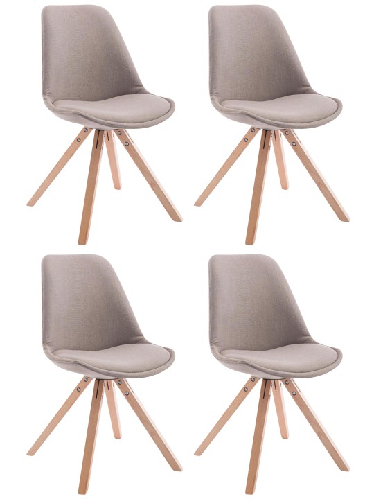 Lot de 4 chaises visiteurs Toulouse tissu Square Natura, taupe Lot de 4 chaises visiteurs Toulouse tissu Square Natura, taupe