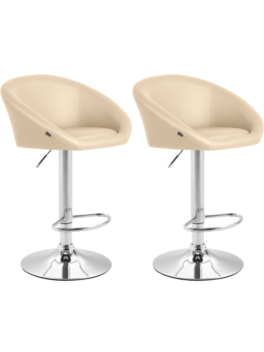 Lot de 2 tabourets de bar Miami V2 simili cuir C, crème