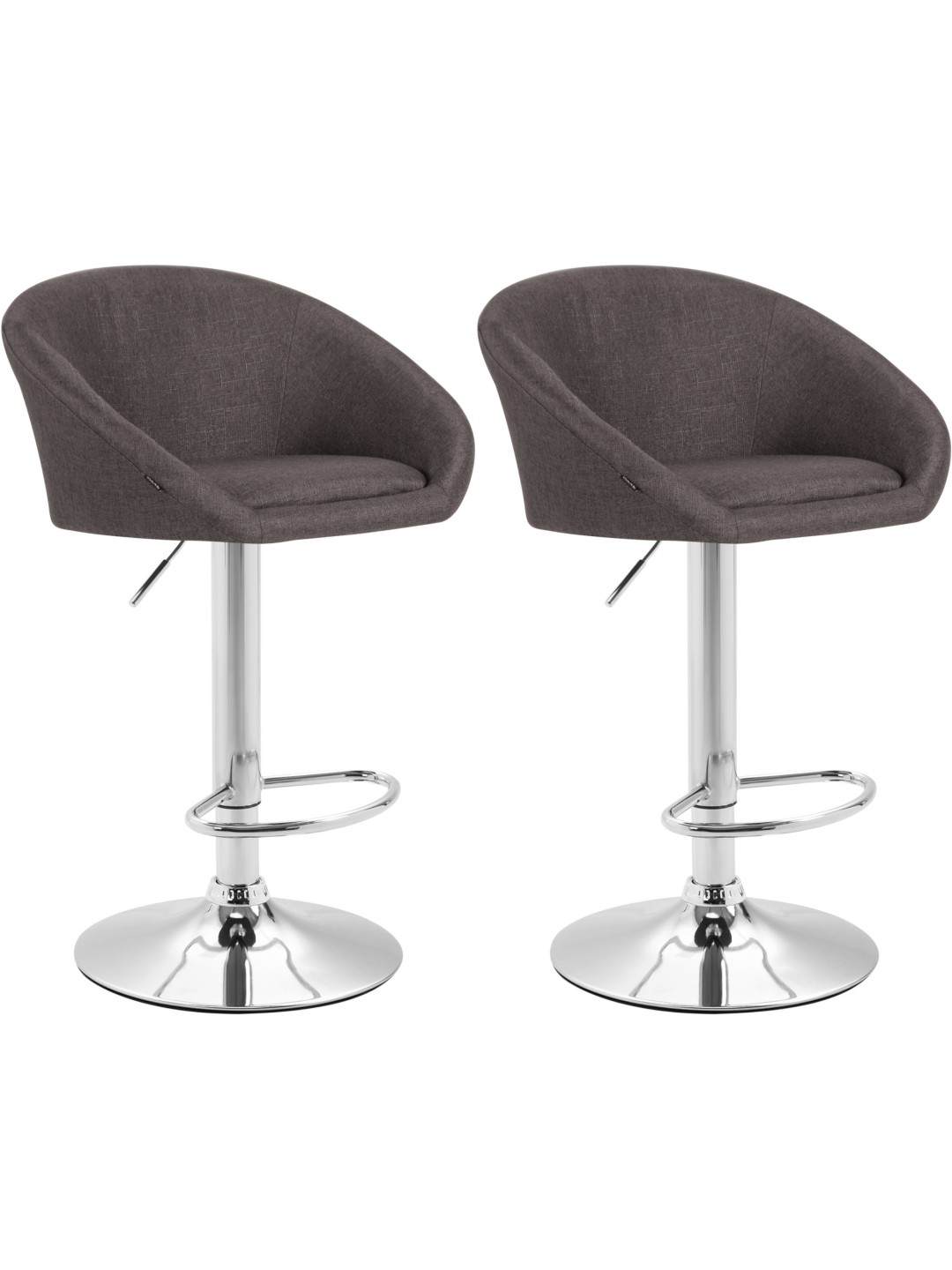 Lot de 2 tabourets de bar Miami V2 tissu chrome, gris foncé