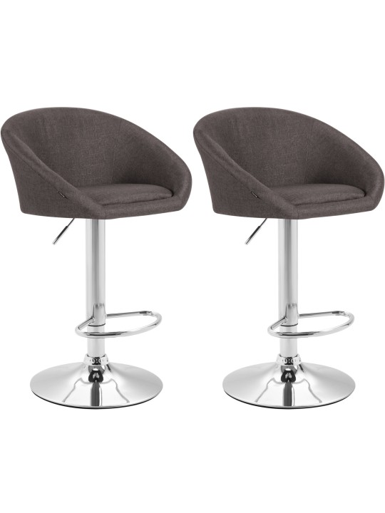 Lot de 2 tabourets de bar Miami V2 tissu chrome, gris foncé Lot de 2 tabourets de bar Miami V2 tissu chrome, gris foncé