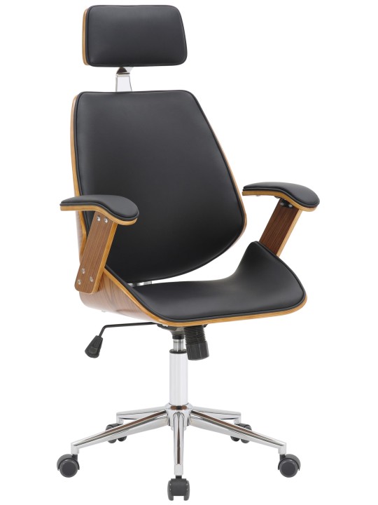 Chaise de bureau Chicago simili cuir, noyer/noir