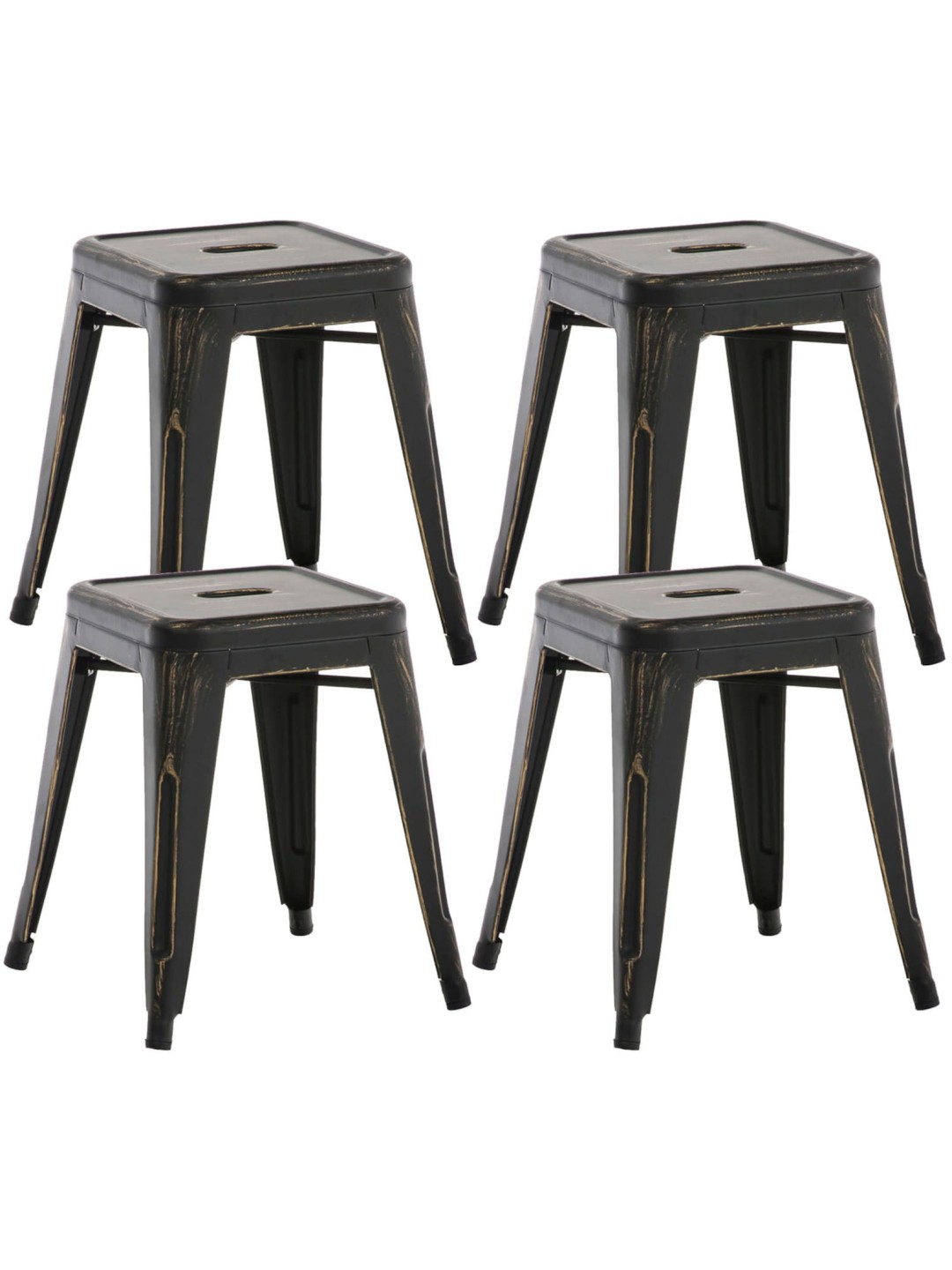 Ensemble de 4 tabourets Armin, noir-or