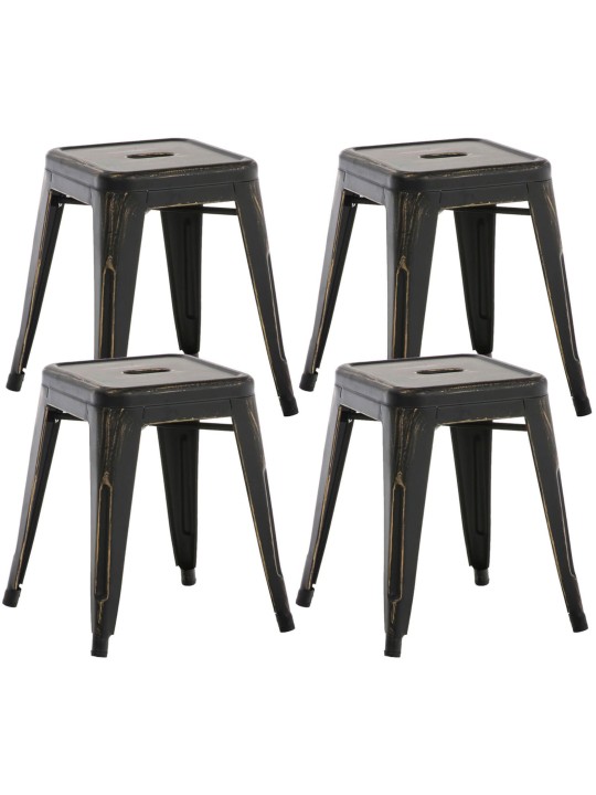 Ensemble de 4 tabourets Armin, noir-or