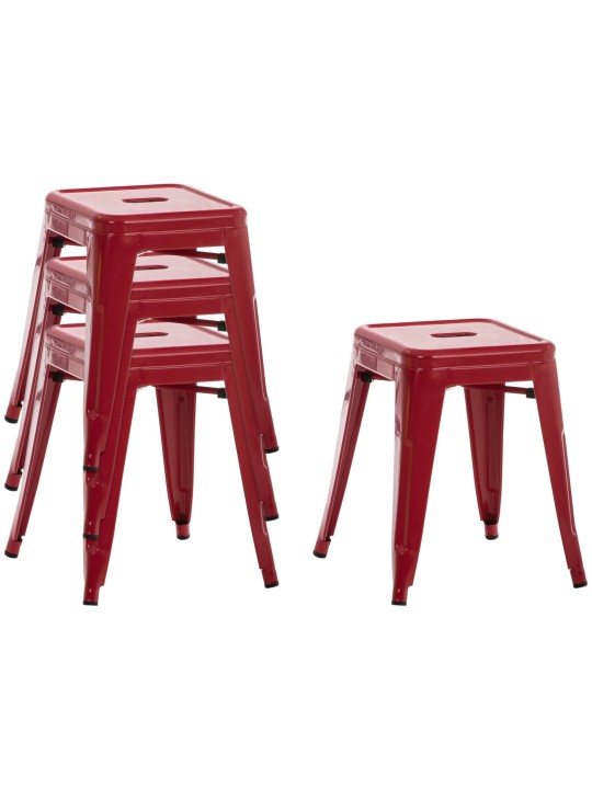 Ensemble de 4 tabourets Armin, rouge