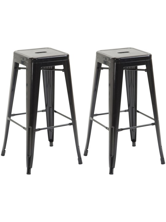 Lot de 2 tabourets de bar Joshua V2, noir