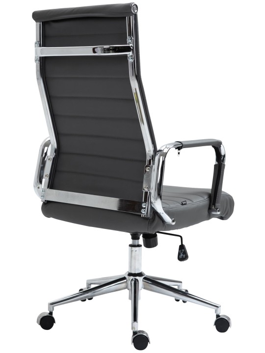 Chaise de bureau Columbus cuir véritable, gris