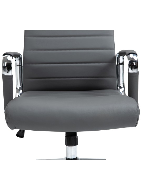 Chaise de bureau Columbus cuir véritable, gris