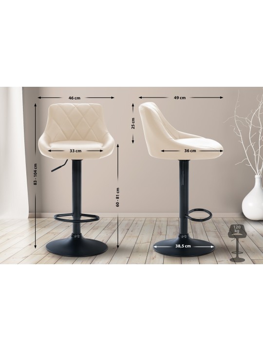 Tabouret de bar Lazio simili cuir, crème