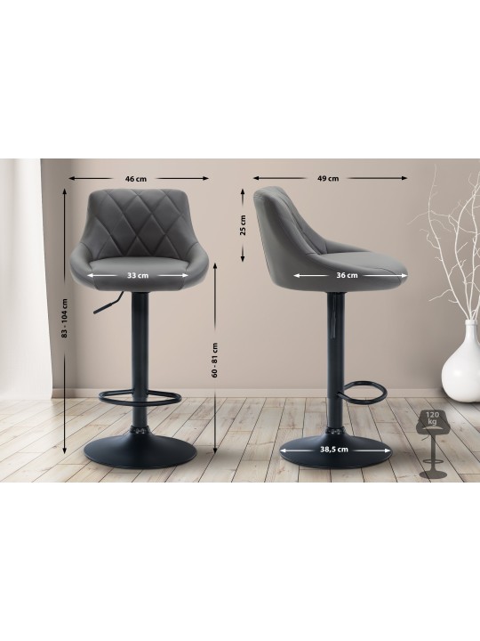 Tabouret de bar Lazio simili cuir, gris
