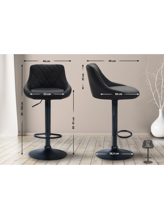 Tabouret de bar Lazio simili cuir, noir