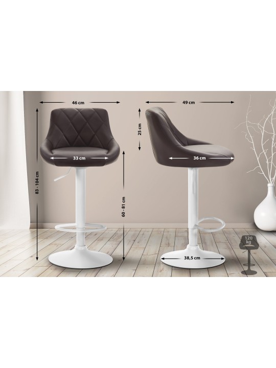 Tabouret de bar Lazio simili cuir, brun