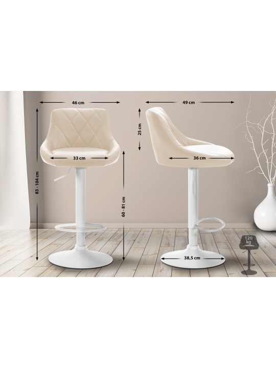 Tabouret de bar Lazio simili cuir, crème