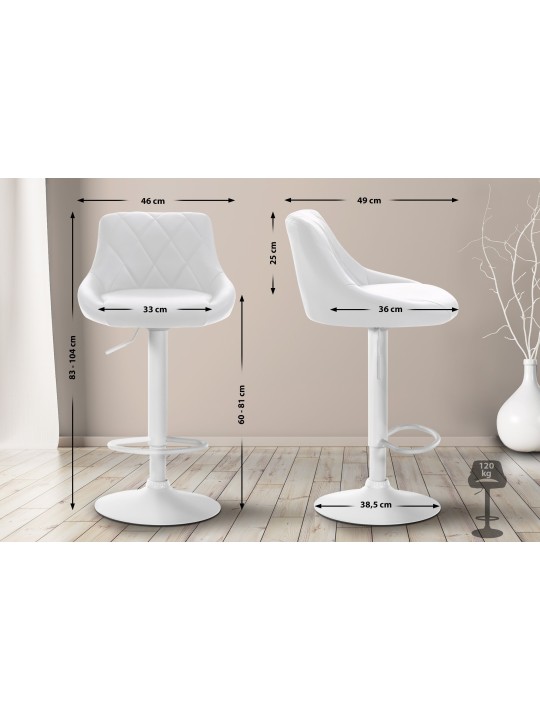 Tabouret de bar Lazio simili cuir, blanc