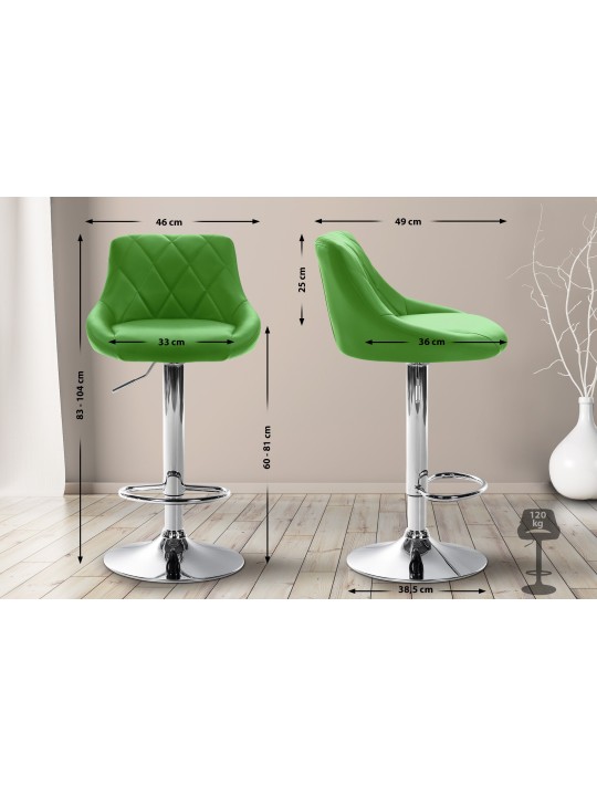 Tabouret de bar Lazio simili cuir chromé, vert