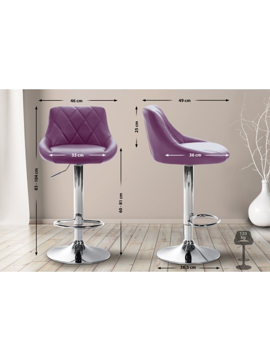 Tabouret de bar Lazio simili cuir chromé, lilas