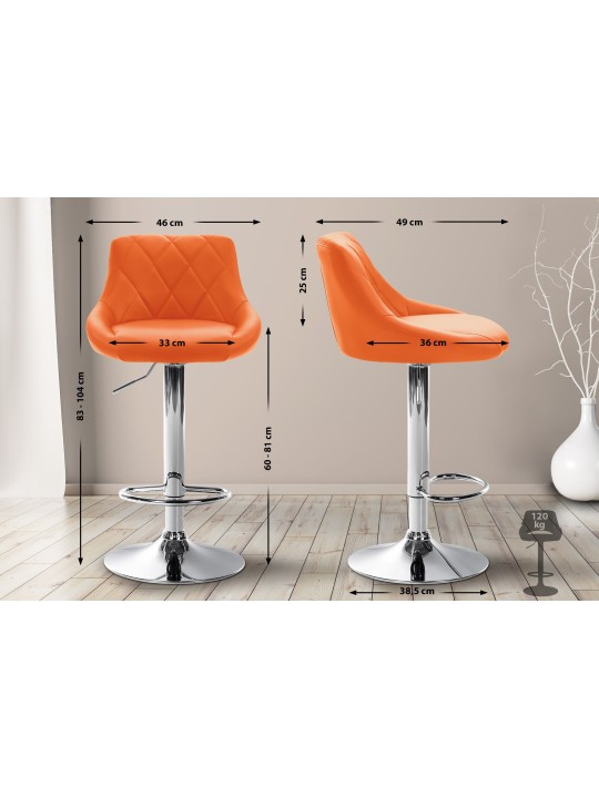 Tabouret de bar Lazio simili cuir chromé, orange Tabouret de bar Lazio simili cuir chromé, orange
