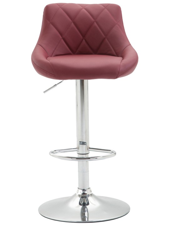 Tabouret de bar Lazio simili cuir chromé, bordeaux