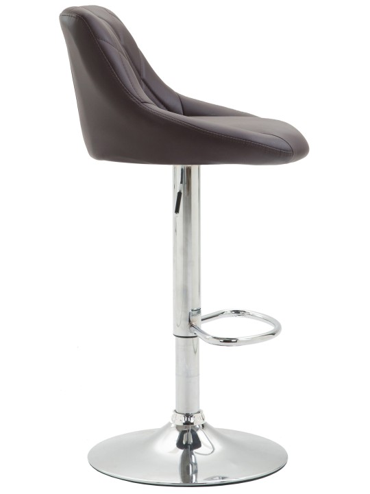 Tabouret de bar Lazio simili cuir chromé, brun