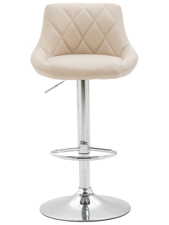 Tabouret de bar Lazio simili cuir chromé, crème
