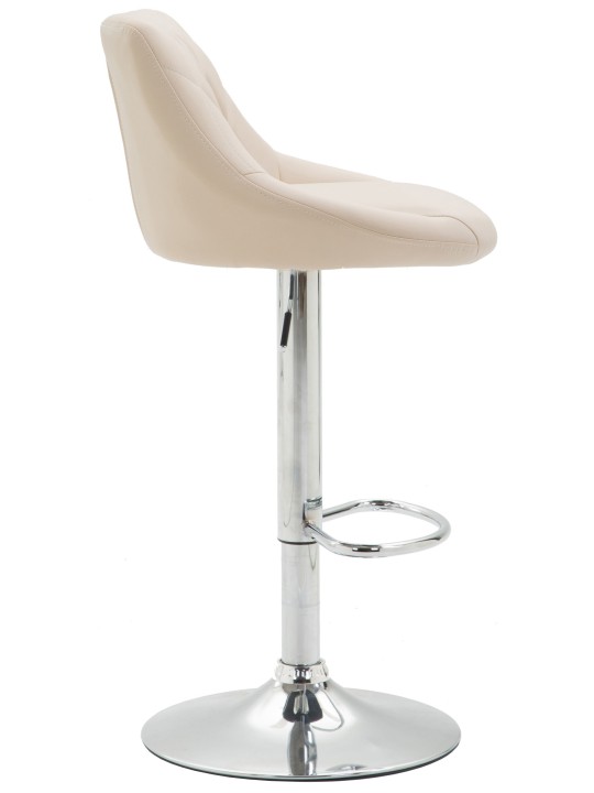 Tabouret de bar Lazio simili cuir chromé, crème
