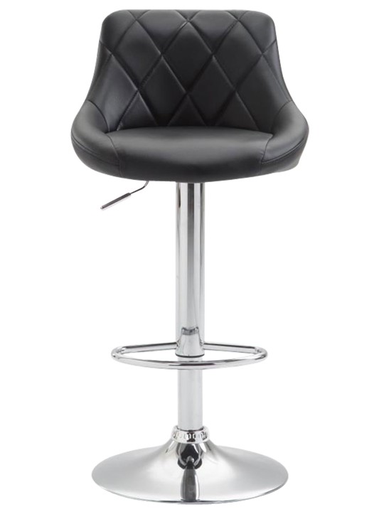 Tabouret de bar Lazio simili cuir chromé, noir