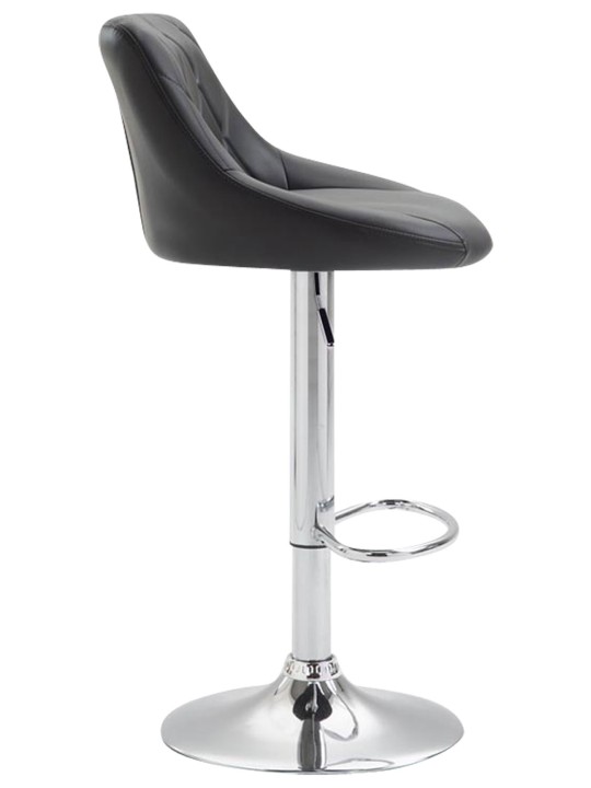 Tabouret de bar Lazio simili cuir chromé, noir