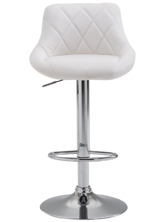 Tabouret de bar Lazio simili cuir chromé, blanc