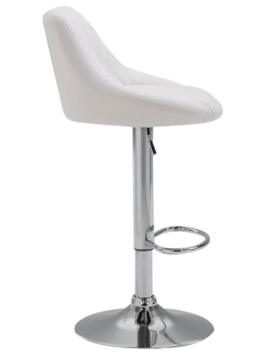 Tabouret de bar Lazio simili cuir chromé, blanc