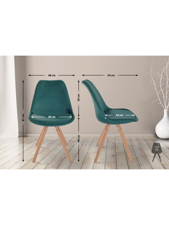 Chaise Sofia Velours Ronde, vert