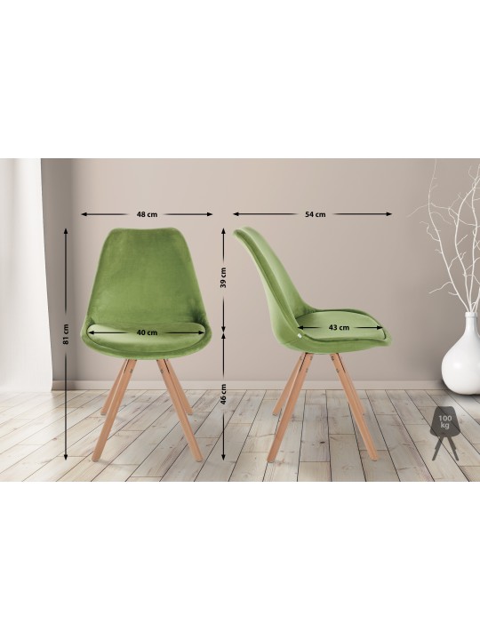 Chaise Sofia Velours Ronde, vert clair