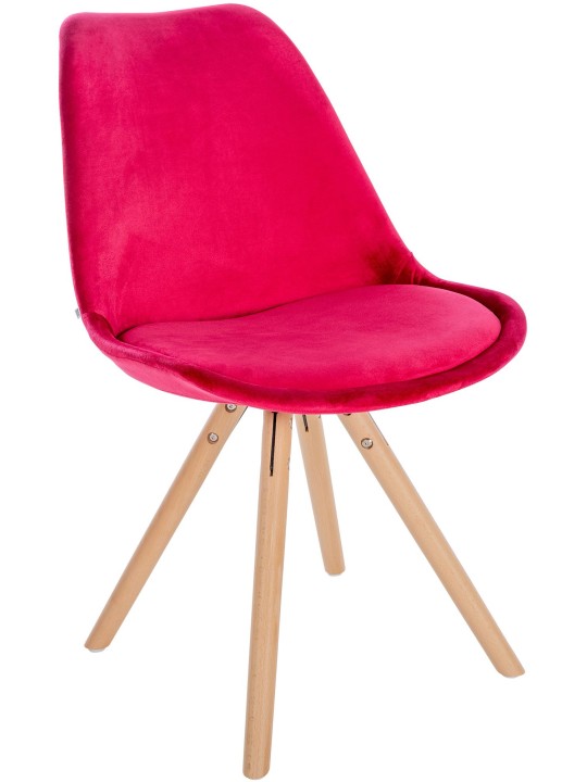 Chaise Sofia Velours Ronde, rouge