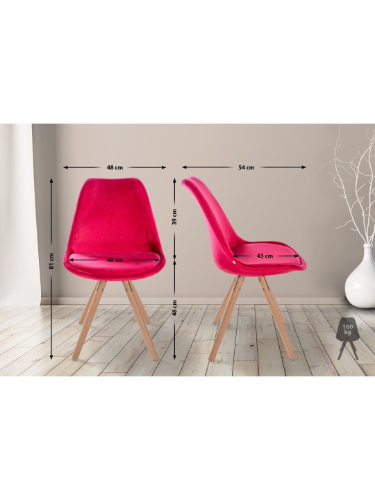 Chaise Sofia Velours Ronde, rouge