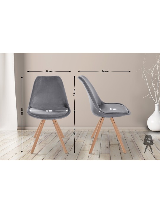 Chaise Sofia Velours Ronde, gris
