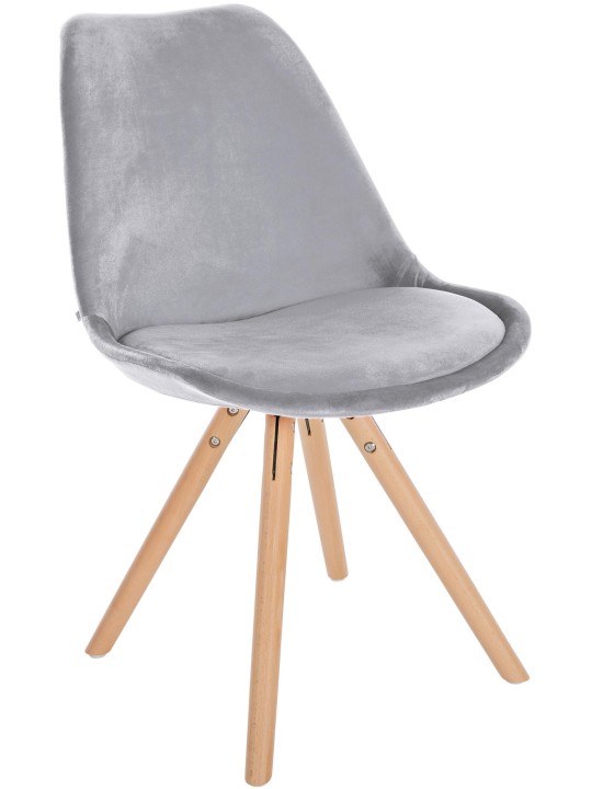 Chaise Sofia Velours Ronde, gris clair Chaise Sofia Velours Ronde, gris clair