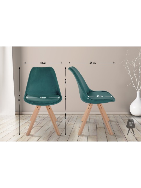 Chaise Sofia Velours Carrée, vert