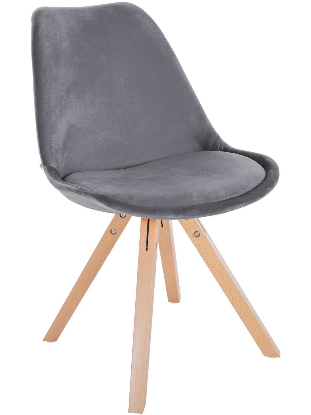 Chaise Sofia Velours Carrée, gris