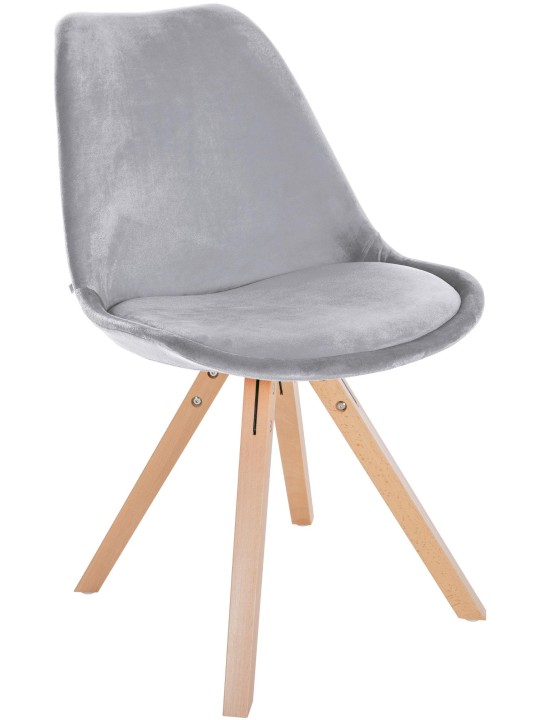 Chaise Sofia Velours Carré, gris clair