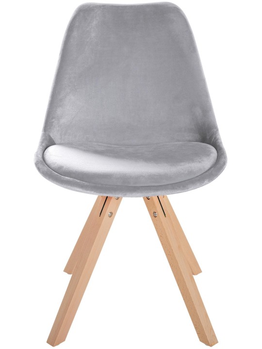 Chaise Sofia Velours Carré, gris clair