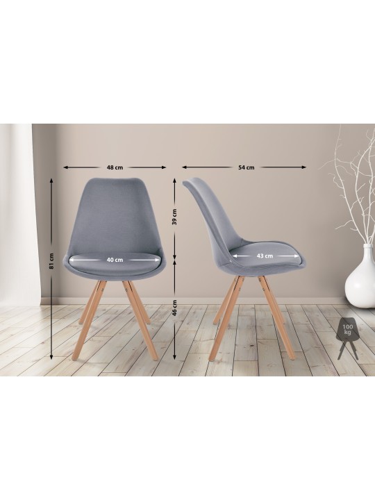 Chaise Sofia Tissu Ronde, gris clair