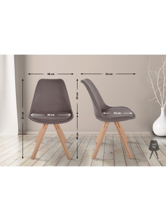 Chaise Sofia Tissu Carré, taupe