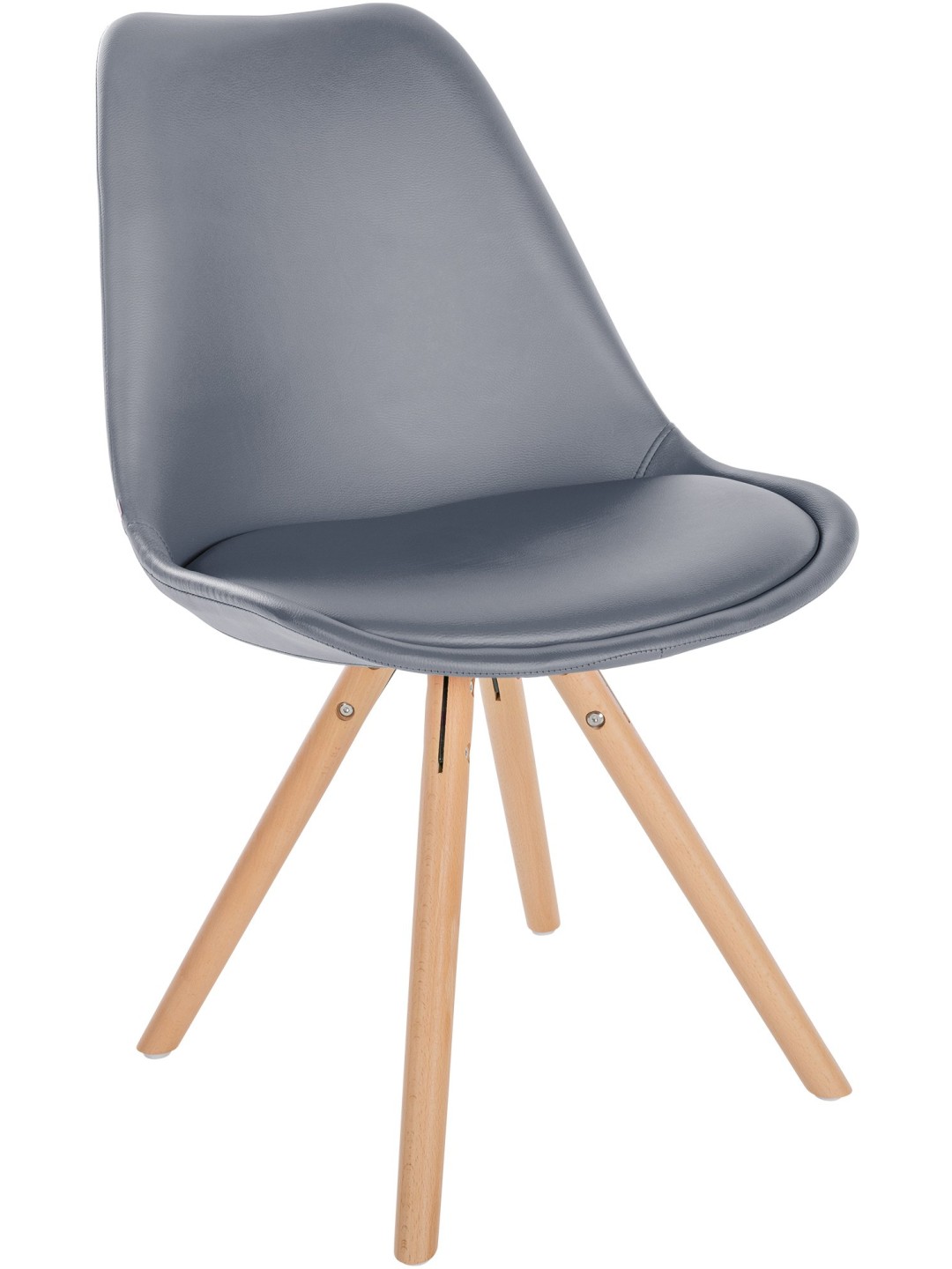 Chaise Sofia simili cuir ronde, gris