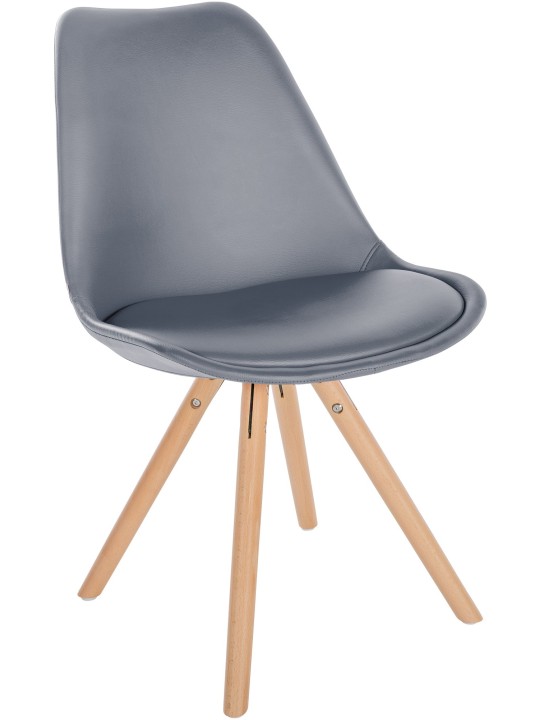 Chaise Sofia simili cuir ronde, gris