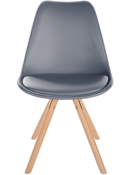 Chaise Sofia simili cuir ronde, gris